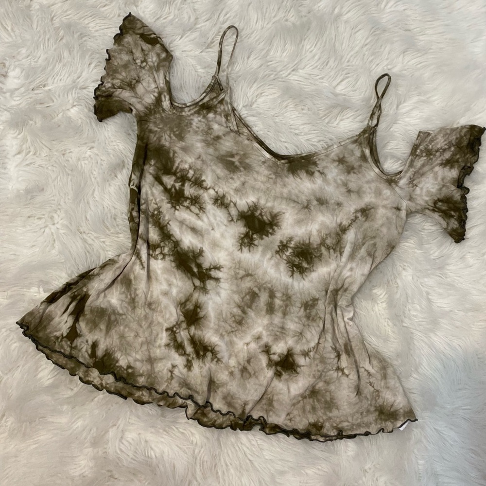 American eagle outfitters Olive off the shoulder soft and sexy Tee Size large